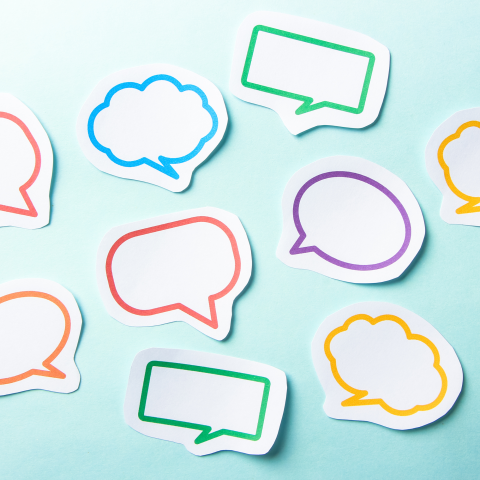 Image of speech bubbles on a blue background