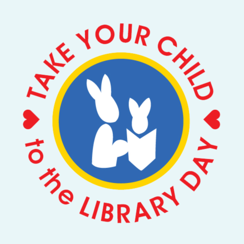 Take Your Child to the Library Logo on a light blue background